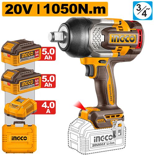 Ingco 20V 1050Nm Cordless Impact Wrench CIWLI201056