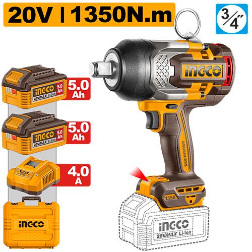 Ingco 20V 1350Nm Cordless Impact Wrench CIWLI201356