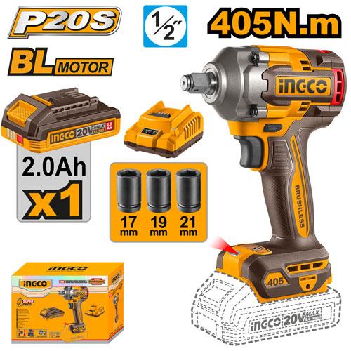 Ingco 20V 405Nm Cordless Impact Wrench CIWLI20455