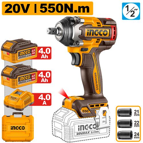 Ingco 20v 550Nm Cordless Impact Wrench CIWLI2055