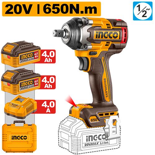 Ingco 20V 650Nm Cordless Impact Wrench CIWLI2065