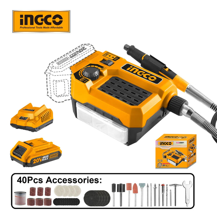 Ingco 3.2mm 20V Li-Ion  Cordless Die Grinder Tools Set CMGLI20011