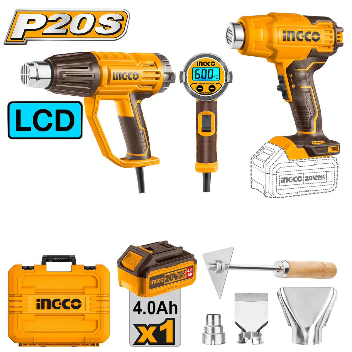 Ingco Heat Gun Combo Kit COSLI240201 — SEPTFOUR INDUSTRIAL SUPPLY