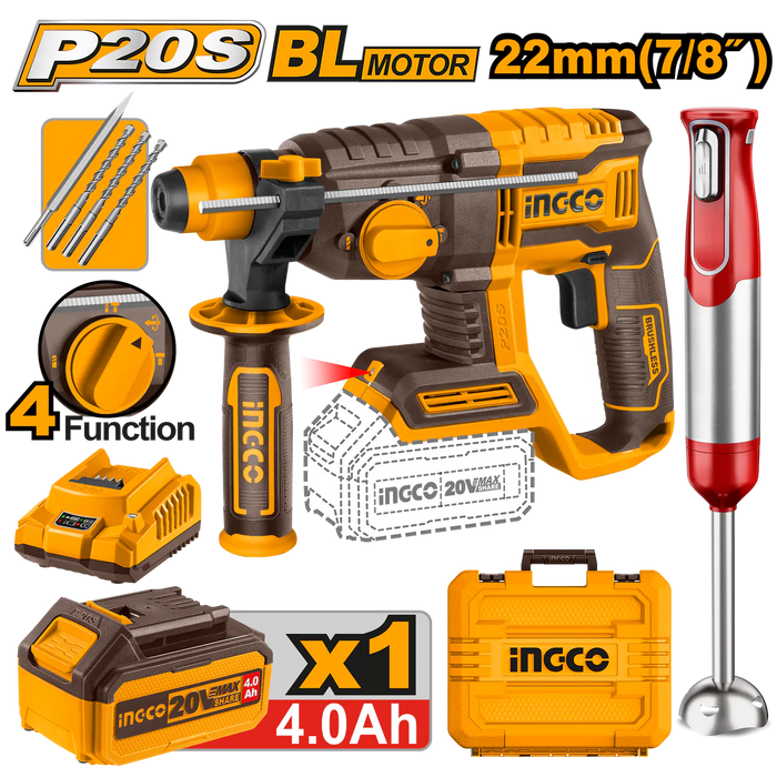 Ingco  22mm (7/8") 2pcs. Li-Ion Cordless Combo Kit COSLI240208
