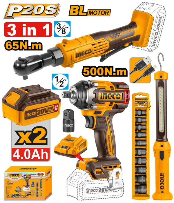 Ingco Cordless 3 pcs Combo Kit COSLI240461