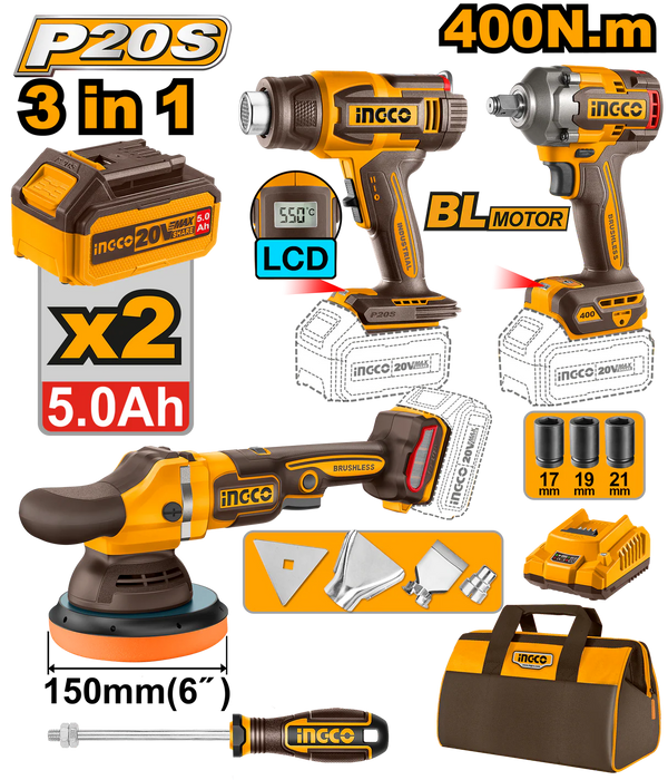 Ingco Cordless 3pcs. Combo Kit COSLI240863