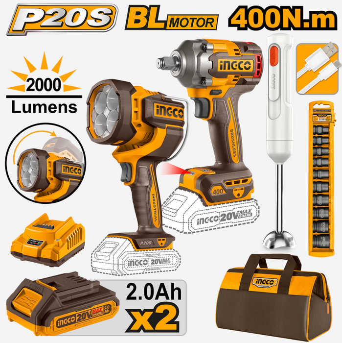 Ingco 20VCordless 4pcs. Combo Kit COSLI240961