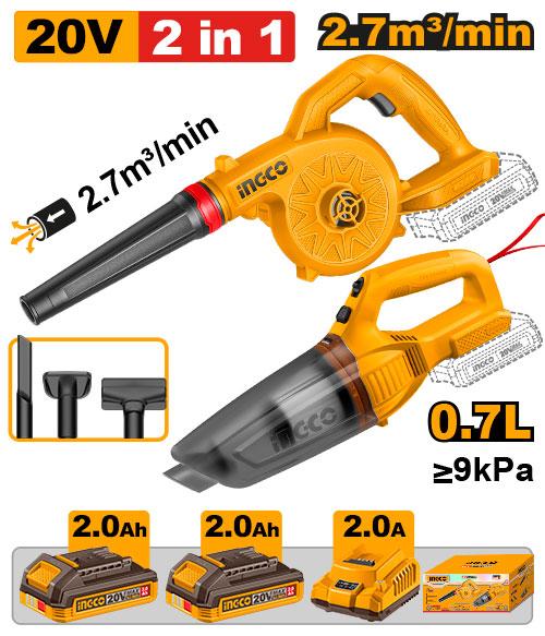 Ingco 2pcs 20V Cordless Combo Kit (Blower & Vacuum Cleaner)