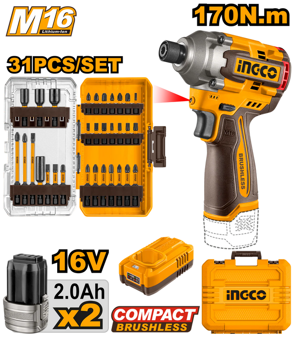 Ingco 16V Cordless Impact Driver Set COSLI241083