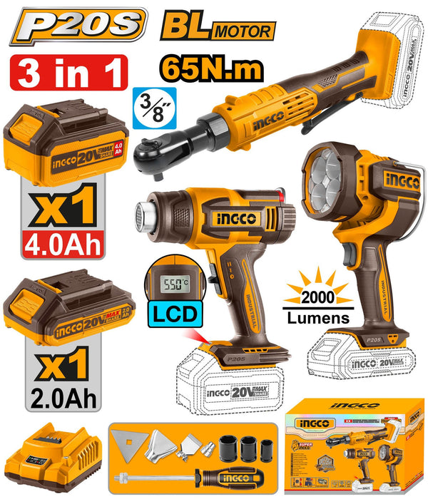 Ingco 3pcs.Cordless Combo Kit  COSLI241196