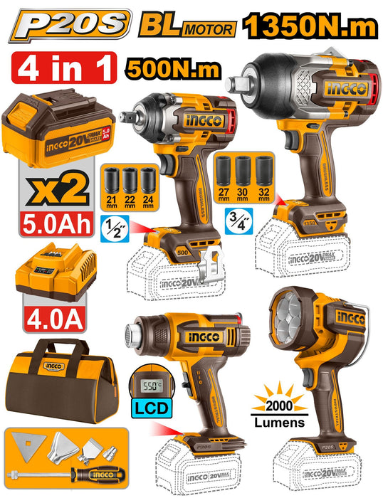 Ingco 4pcs Cordless Combo Kit COSLI241293