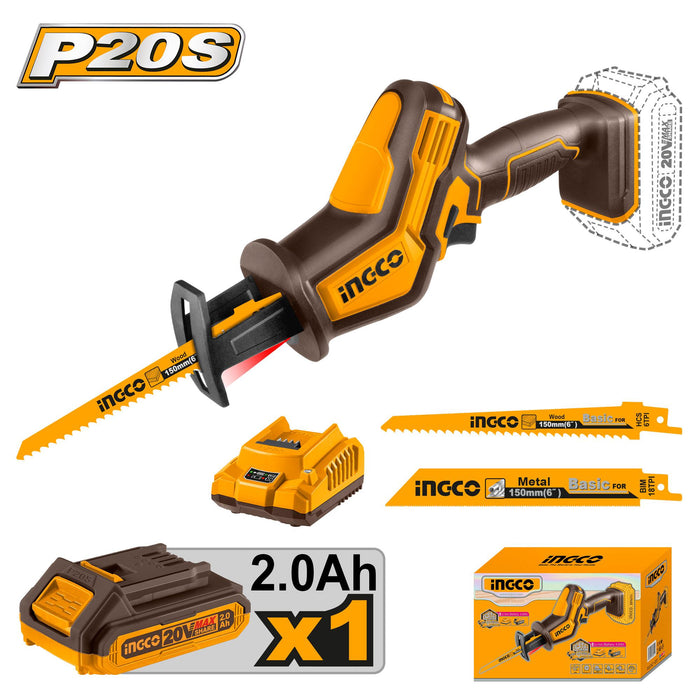 Ingco 20V Li-Ion  Cordless Reciprocating Saw CRSLI65081