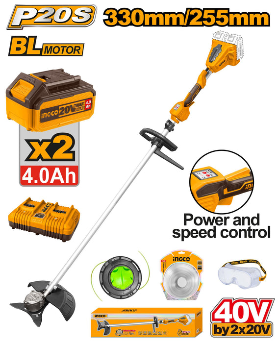 Ingco 40V Li-Ion Cordless  String Trimmer and Brushless Cutter CSTLI200285