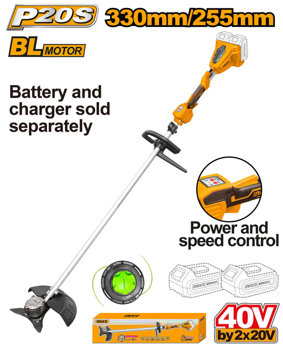 Ingco 40V Li-Ion  Cordless String Trimmer and Brushless Cutter CSTLI20028