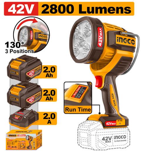 Ingco 42V 2800LM Cordless Work Lamp CWLI42896
