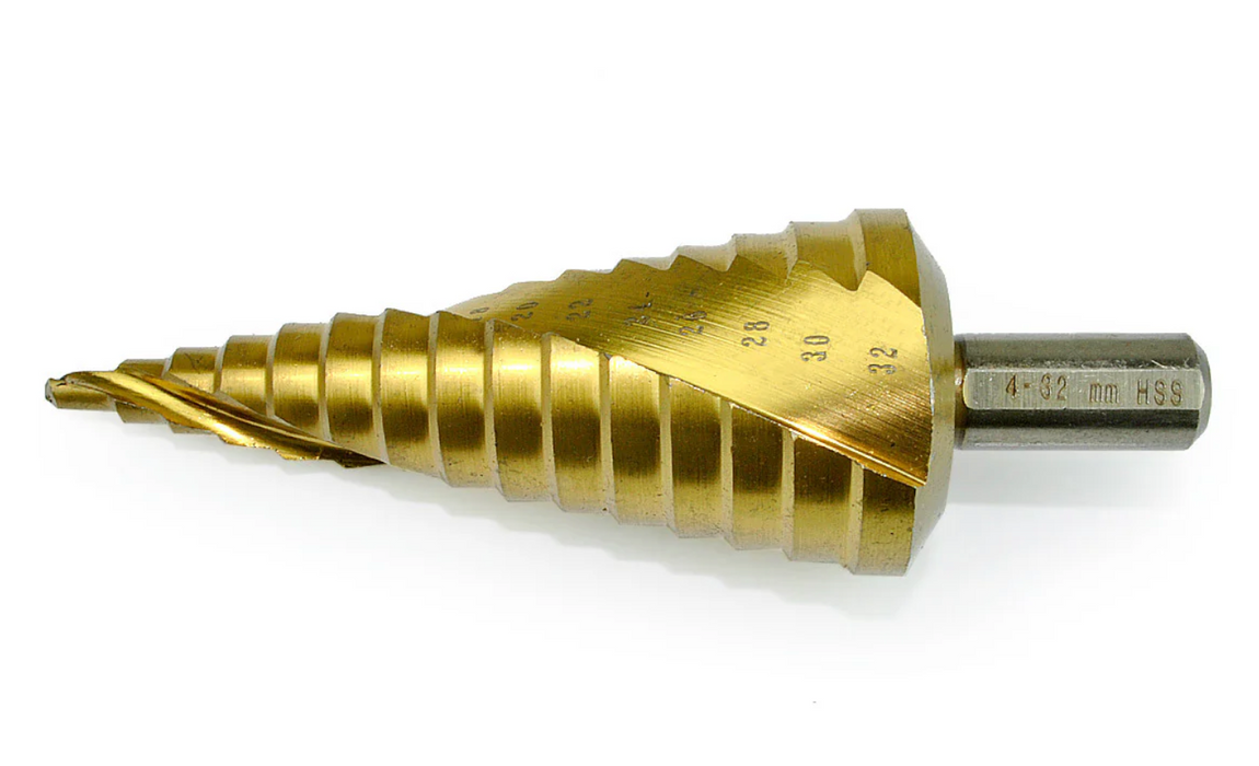 Makita 4-32mm Step Drill Bit Straight Shank (Three Flat) D-40191