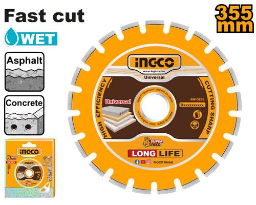 Ingco 14" Diamond Disc For Asphalt And Concrete Cutting DMD033551