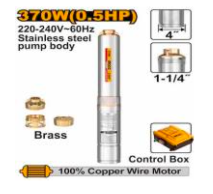 Ingco 4" Deep Well Pump 370W 0.5HP DWP37062-5