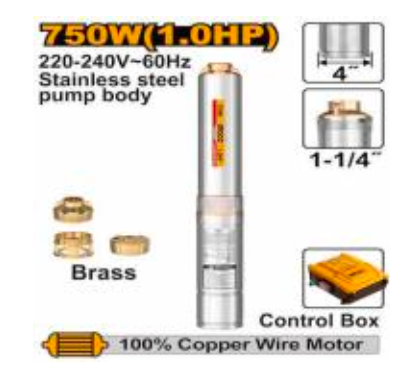 Ingco 4" Deep Well Pump 750W 1.0HP DWP75062-5