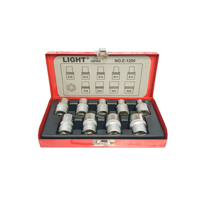 Light  1/2" Drive E-Star Socket Set - 9pcs E-1200