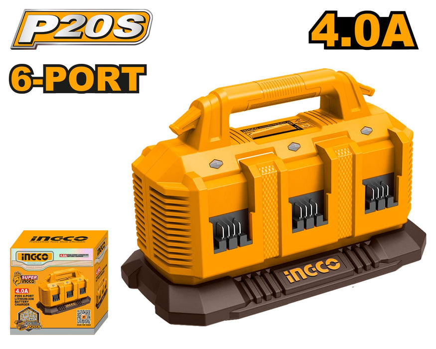 Ingco 6-Port 20V Li-Ion Battery Charger FCLI2064