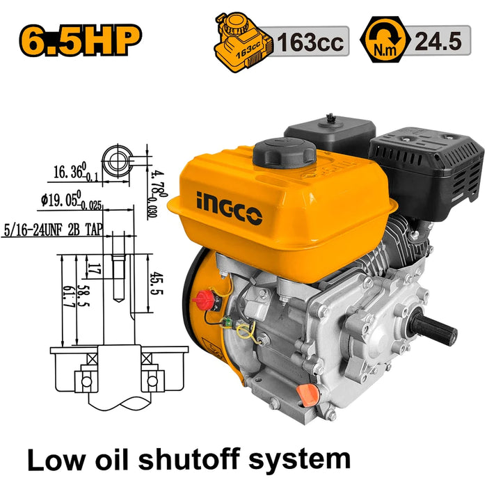Ingco 6.5HP Marine Low Speed Gasoline Engine Generator GELS1681P
