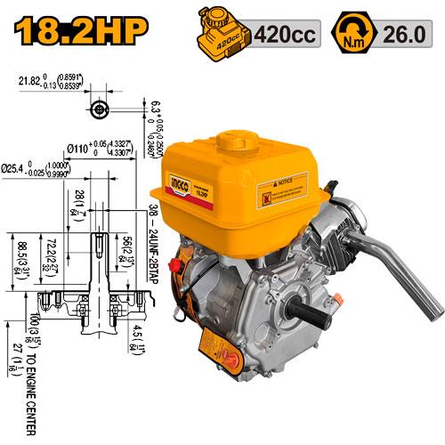 Ingco 18.2HP Marine Low Speed Gasoline Engine Generator GEMR1902P