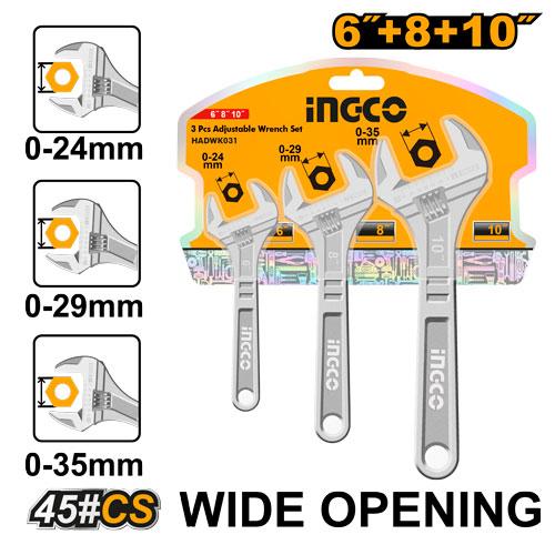 Ingco Adjustable Wrench Set HADWK031