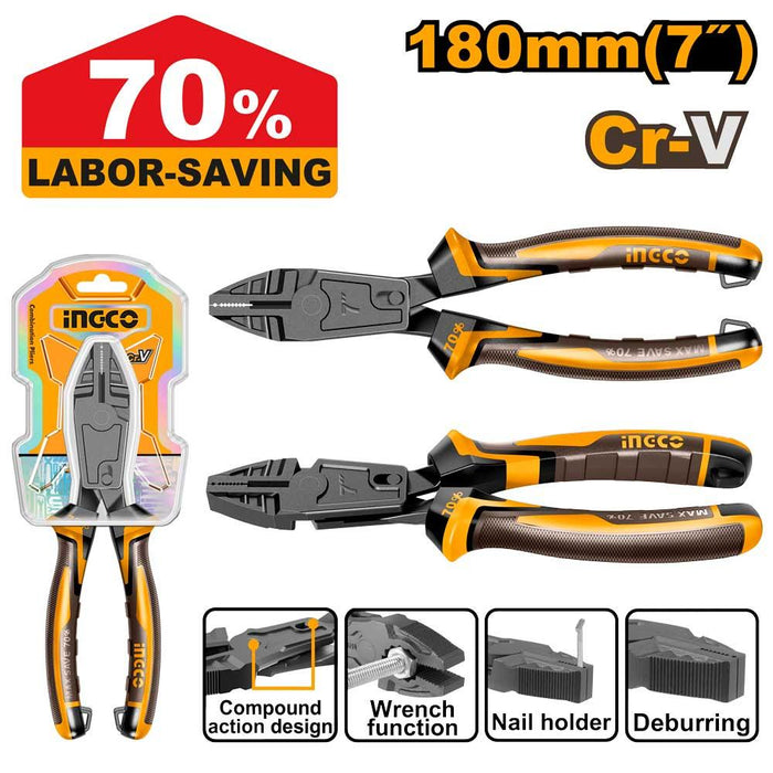 Ingco 7" Compound Action Combination Pliers HCCP58186
