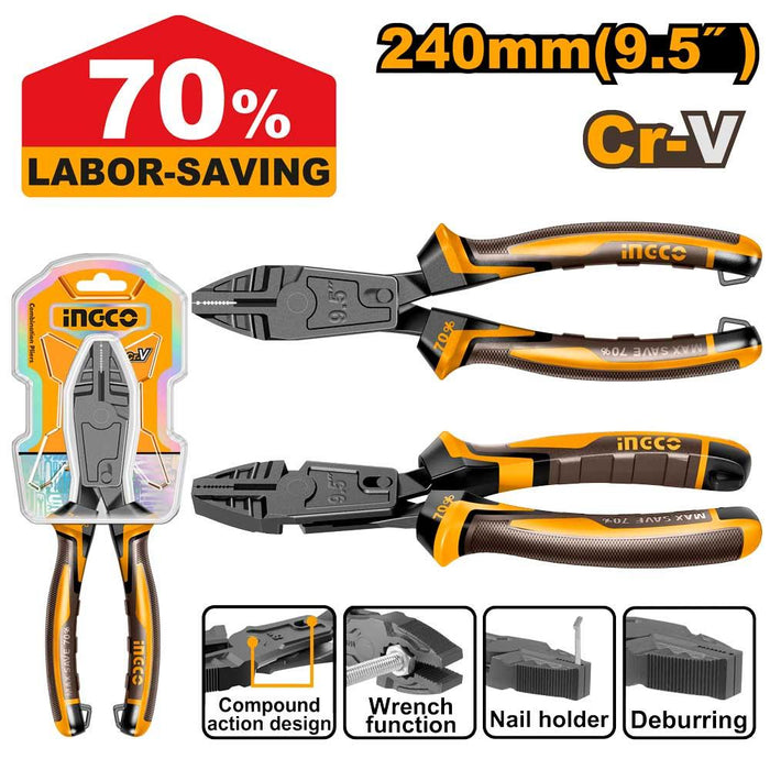 Ingco 9.5" Compound Action Combination Pliers HCCP58246