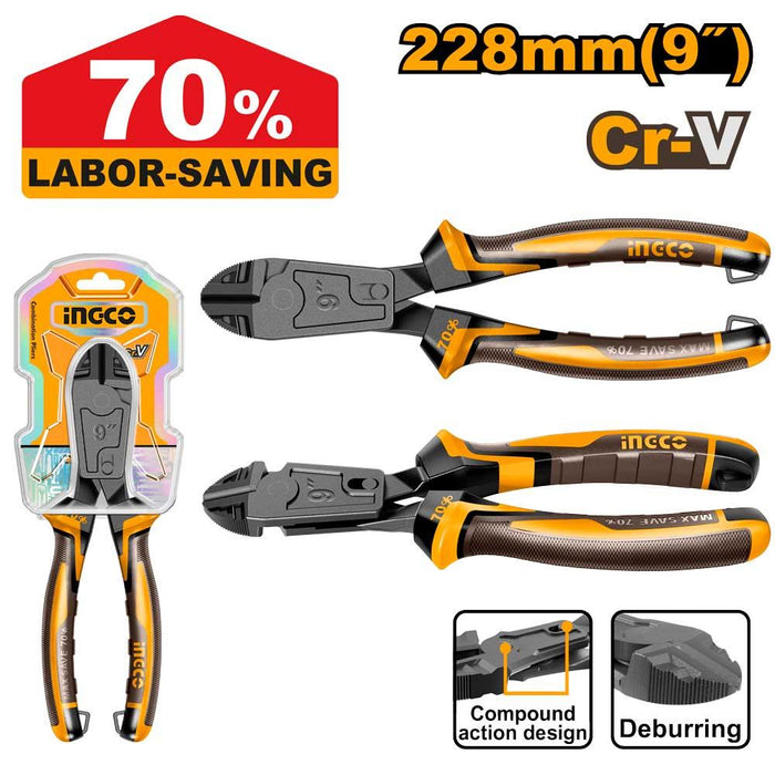 Ingco 9" Compound Action Diagonal Cutting Pliers HCDCP58236