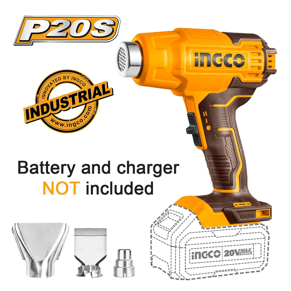 Ingco 20V LiIon Cordless Heat Gun HGLI2002 — SEPTFOUR INDUSTRIAL SUPPLY