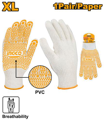 Ingco XL Knitted & PVC Dots Gloves HGVK65