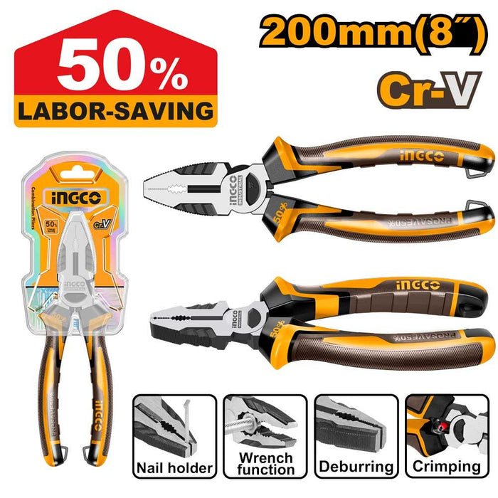 Ingco 8" High leverage Combination Pliers HHCP28208