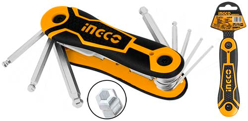 Ingco 8pcs Ball Point Hex Key Set (Pocket) HHK14082