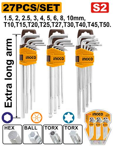 Ingco 27pcs Hex Key and Torx Key Set HHKSET0271