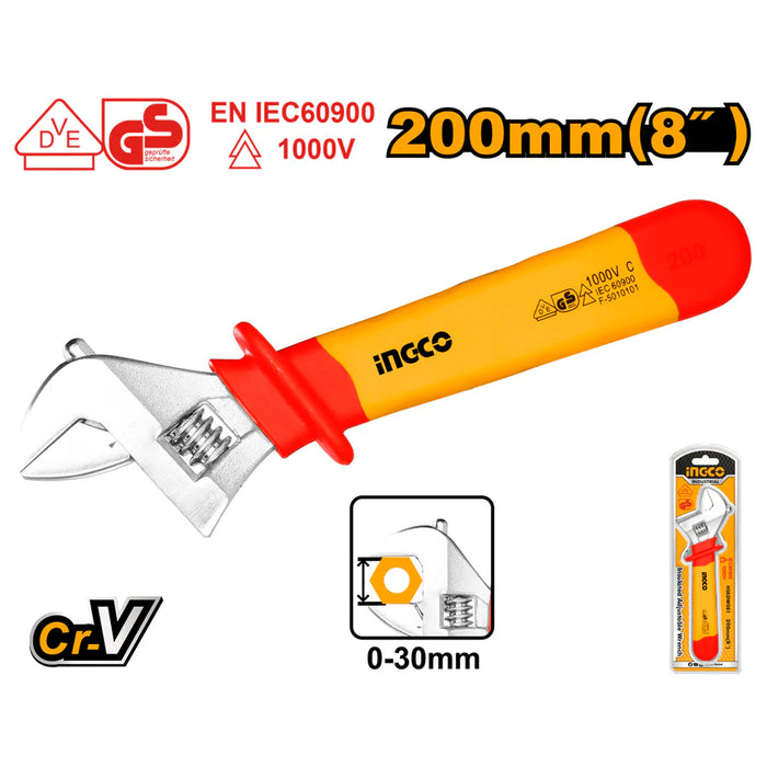 Ingco 8" Insulated Adjustable Wrench HIADW081