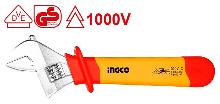 Ingco 8" Insulated Adjustable Wrench HIADW081