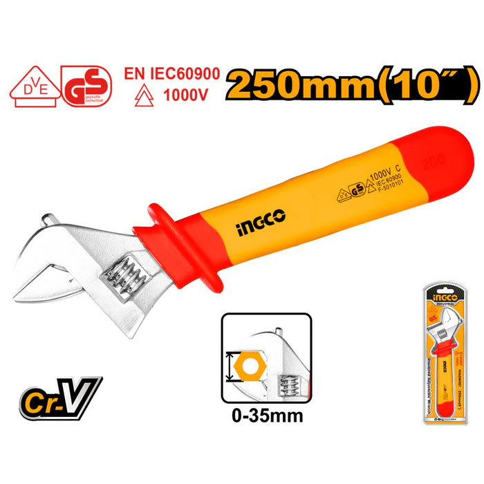Ingco 10" Insulated Adjustable Wrench HIADW101
