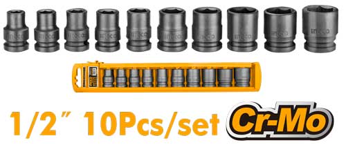 Ingco 10pcs 1/2" Dr. Impact Socket HKISSD12101