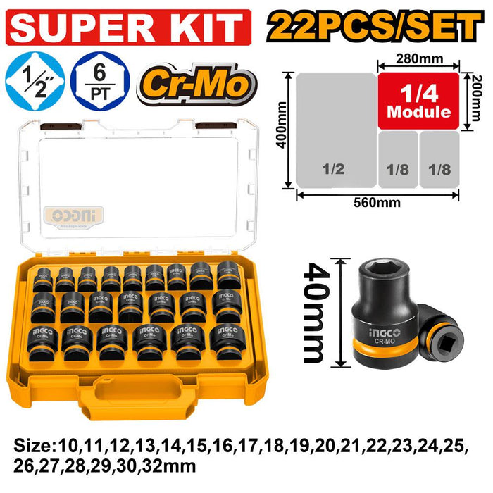Ingco Impact Socket Set HKISSD12226