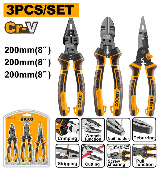 Ingco 3 Pcs Multi-Function Pliers Set HKMPS2831