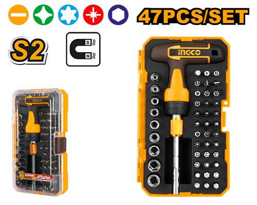 Ingco 47pcs T-Handle Wrench Screwdriver Set HKSDB0478