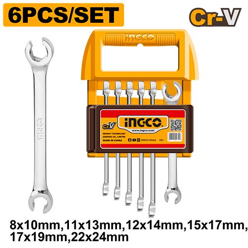 Ingco 6Pcs Flare Nut Open Ring Wrench Set HKSPA4066