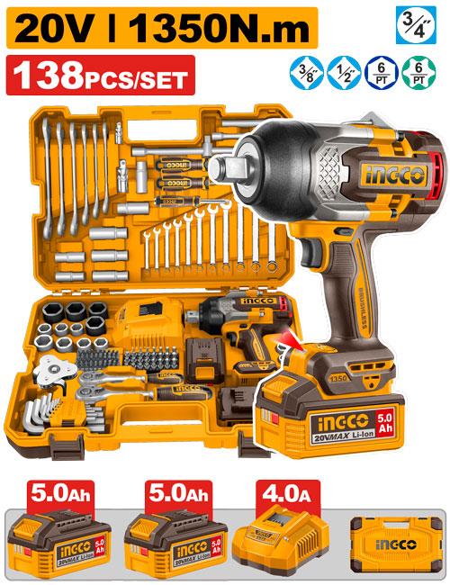 Ingco 138pcs. Cordless Impact Wrench Tool Set HKTHP41383