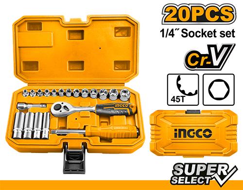 Ingco 20pcs 1/4" Socket Set HKTS14201