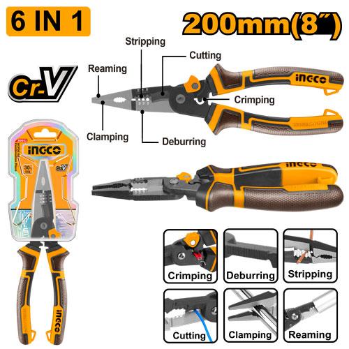 Ingco 6 in 1 Multi-Function Long Nose Pliers HMFLNP28200