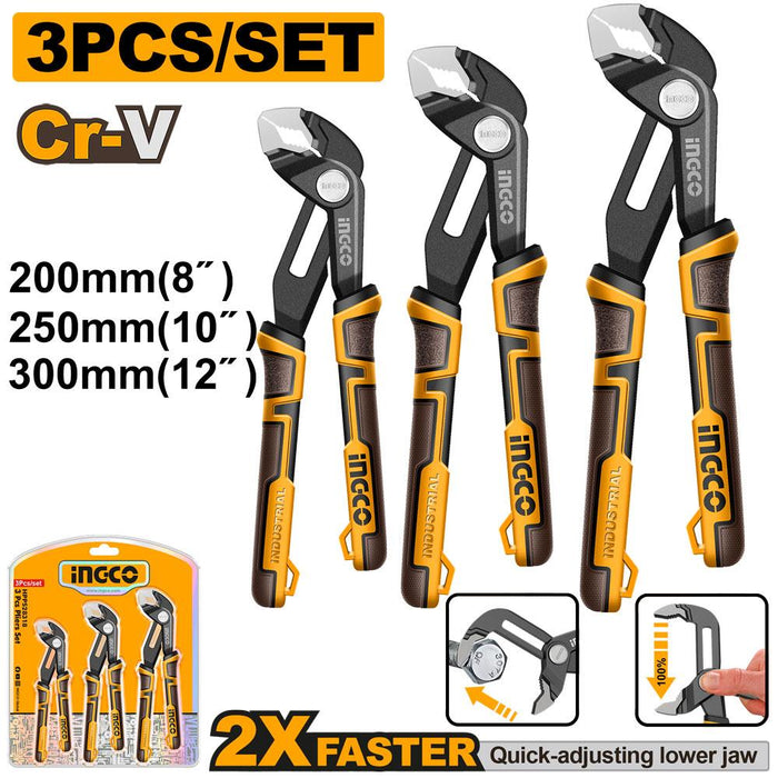 Ingco 3 Pcs Quick-Open Pump Pliers Set HPPS38318