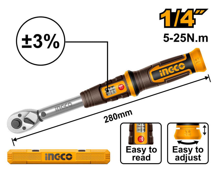 Ingco 1/4" Preset Torque Wrench HPTW1425N8