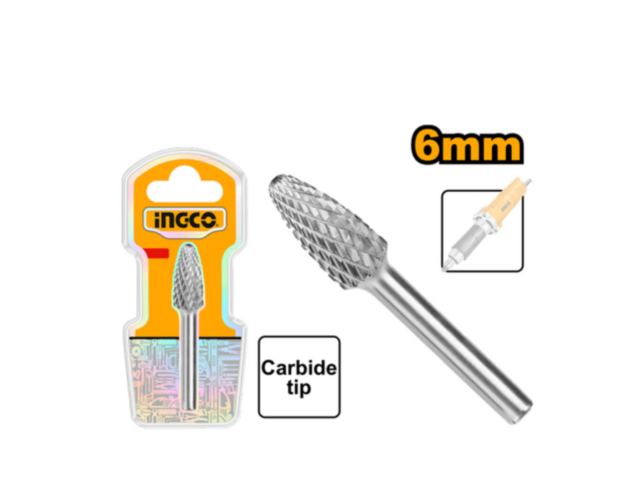 Ingco 6mm Tungsten Carbide Rotary Burrs (Tree Shape) HRRC0605